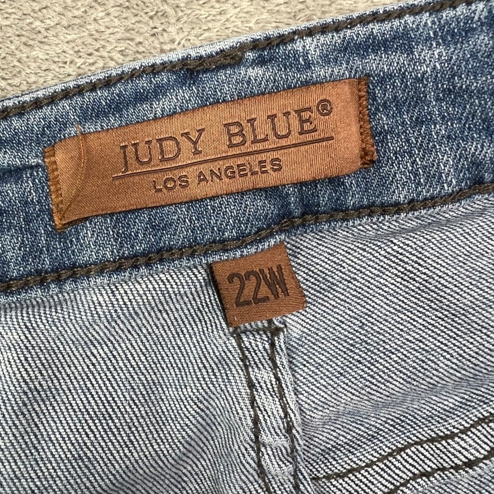 Judy Blue Wide Leg Jeans Womens 22W Blue Braided Side Stretch Cropped Denim - Picture 11 of 14